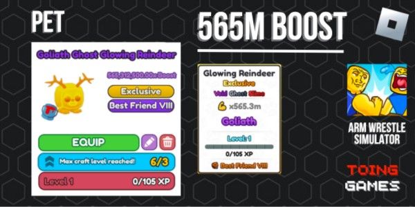 565M Boost - Goliath Ghost Glowing Reindeer | Best Friend 8, Goliath, Void, Ghost, Red Slime