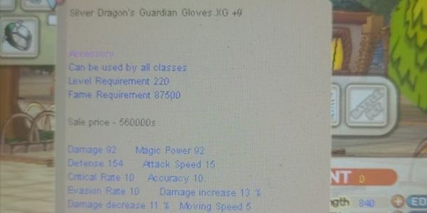 Silver Dragon's Guardian Glove XG+9(SDGG) HP 5% Tunning G