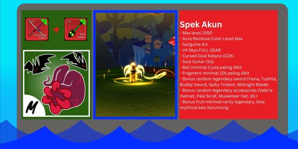 Akun Bloxfruit Max Level Sanguine Art - Skys Race V4 Full Gear - CDK - Soul Guitar