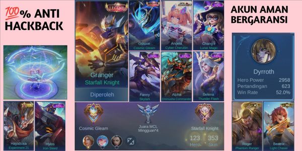 AKUN MOBILE LEGEND MURAH SKIN 350+ 2 LEGEND RECAL CETAS²