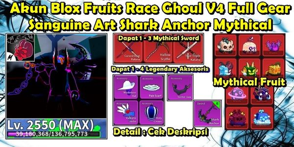 Compte Roblox Blox Fruits – Level Max, Race Ghoul V4, Tout Débloqué