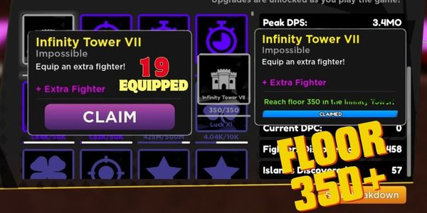 Carry Infinity Tower Room 350 Anime Fighters Simulator (AFS)