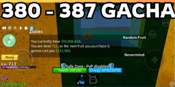 Bloxfruit Account Level 700+ | 50M Money| 50 Million Money | Suitable for Gacha, Raid, etc