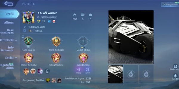 CHEAP MOBILE LEGEND ACCOUNT STARLIGHT ALUCARD
