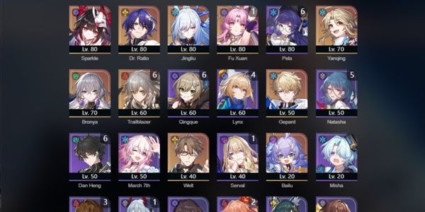 Asia HSR Account (Lv. 67) JingLiu (Sign) + Sparkle (Sign) + Fu Xuan E1 (Sign) + Dr Ratio (Sign) + Bailu + Bronya + Gepard +Yan Qing + Welt