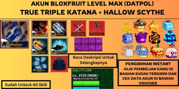 MAX LEVEL ACCOUNT [TTK] + [HS] + [GODHUMAN] (UNLOCK ALL SKILL)