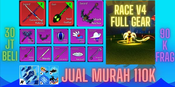 Akun Bloxfruit Max Level Race Skys V4 Full Gear - CDK - Soul Guitar - God Human Fighting Skill