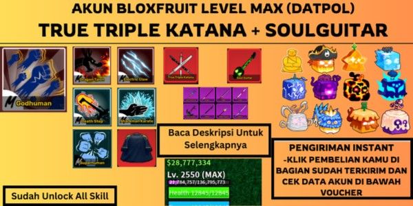 MAX LEVEL ACCOUNT [TTK] + [SOUL GUITAR] + [GODHUMAN] (UNLOCK ALL SKILL)