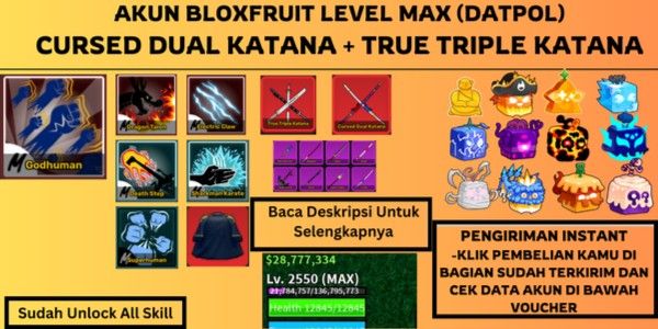 MAX LEVEL ACCOUNT [TTK] + [CDK] + [GODHUMAN] (UNLOCK ALL SKILL)