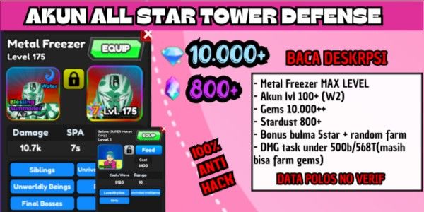 Beli Akun Akun Starter MAX COOLER All Star Tower Defense Akun Astd Thumbnail 