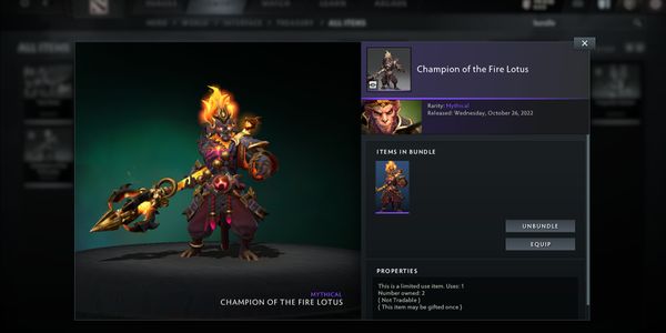 Champion of the Fire Lotus - Monkey King Bundle Set Collector Cache Diretide 2022