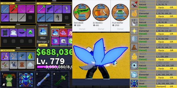 Plain Account Perm Rocket, Chop, Flame, Ice, Light, Magma, Buddha, Portal, Blizzard, Kitsune (check description)