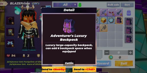 Adventurer's Luxury Backpack -Sky Block Blockman Go