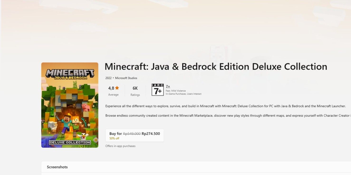 Beli Game Minecraft Java & Bedrock Edition Deluxe Collection Game Key ...