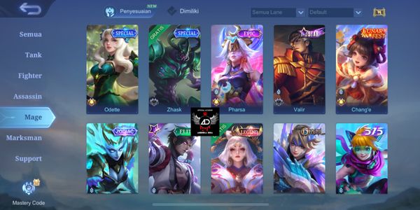 AKUN MAGE EX GLORY WR KEREN (Collector angela, Legend Lunox, Tahunan kagura, dll)