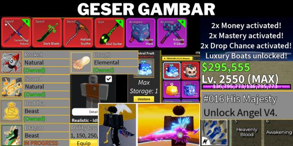 GODHUMAN V4 Angel Account / Perm Fruit Rocket, Buddha, Sound, Dough, Dragon /+ Blade Ball / Ava BeRBX (check description)