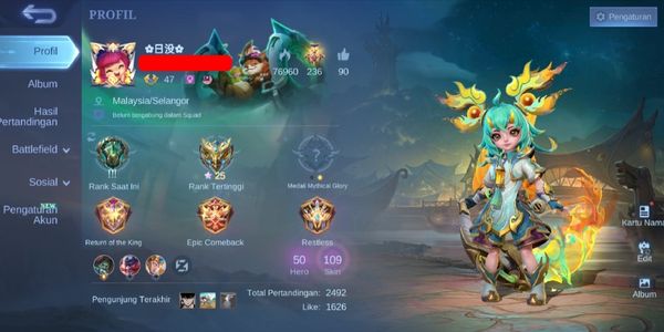 Smurf GG Account | Skins 109 | Mistbender Nana, Limit: Saber, Estes, Melissa Etc
