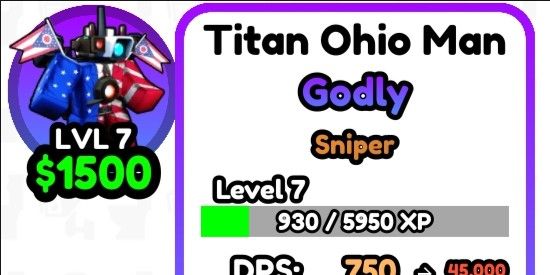 Godly Titan Ohio man Trait sniper