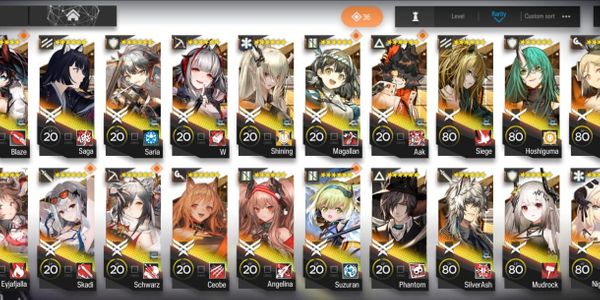 Midgame lvl91 25 Operators 6* Blaze,Saria,Saga,Skadi,Ceobe,Angelina, | 1 Limited: W |