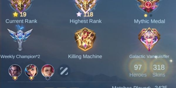Akun ML Semi Sultan, Ex Immortal 118, Emblem Max