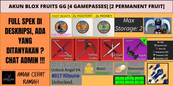 Blox Fruit GG Account [MANY GAMEPASSES] [MANY PERMANENT FRUIT] CHECK DESCRIPTION