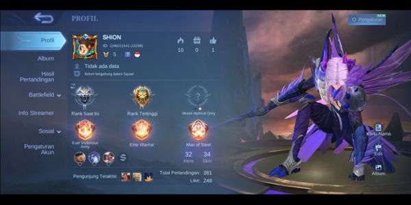 AKUN SMURF WR LUMAYAN SKIN EPIK LING CLAUDE MSC STARLIGHT MOSKOV STARLIGHT THAMUZ EMBLEM LUMAYAN