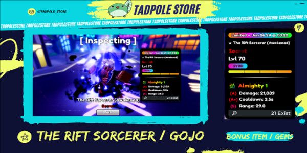 The Rift Sorcerer / GOJO Almight I - Anime Defenders | Bonus 5000 Gems