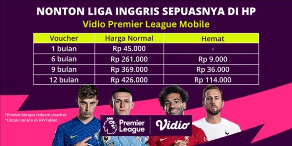 Vidio Premier League Mobile 6 Bulan