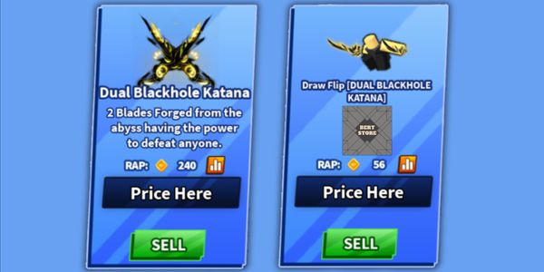 Dual Blackhole Katana + Emote | Blade Ball Limited Sword