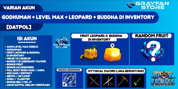 Buy Account Akun Blox Fruit LEVEL MAX [GODHUMAN + INVENTORY LEOPARD ...