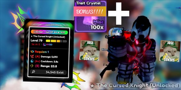 REQUIEM THE CURSED KNIGHT (UNCLOCKED) GOOD STATS ADA BONUSSSS NYAAA -Anime Defenders