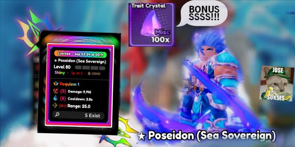 REQUIEM SHINY POSEIDON (SEA SOVEREIGN) EVO + 100 RRS - Anime Defenders