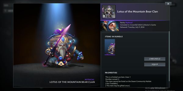 "Lotus of the Mountain Bear Clan (Bundle Meepo Crownfall Act III and Collector's Cache)"