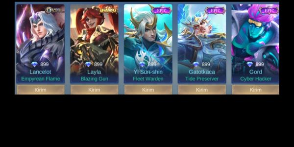 Epic, Saber Squad, Blazing, Dragon Tamer dan skin lain seharga 899 diamond