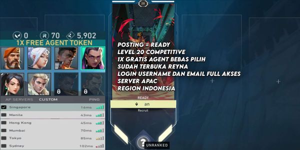 Akun Valorant level 20 bisa Competitive