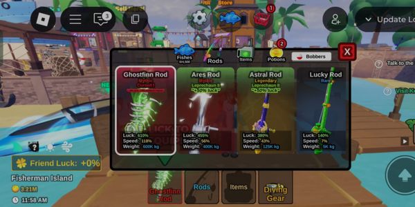 Akun Ghostfin Rod + Aether Rod, no topi lvl 200+