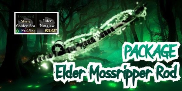 Roblox FISCH – Elder Mossripper Rod Bundle – Includes Shrouded Golden Sea Pearl & Elder Mossjaw – Collectibles