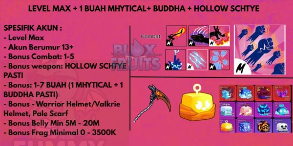 LEVEL MAX + 1 MYTHICAL FRUIT + BUDDHA + HOLLOW SCYTHE + COMBAT