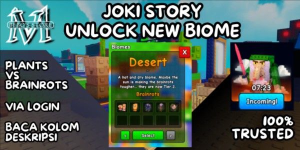 Beli Joki JOKI COMPLETE STORY BRAINROT INVASION UNLOCK NEW BIOME DESERT ...