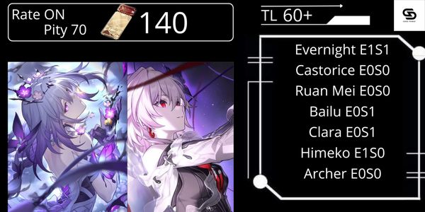 Akun Asia Rate On Pity 70 evernight E1S1 Castorice E0S0