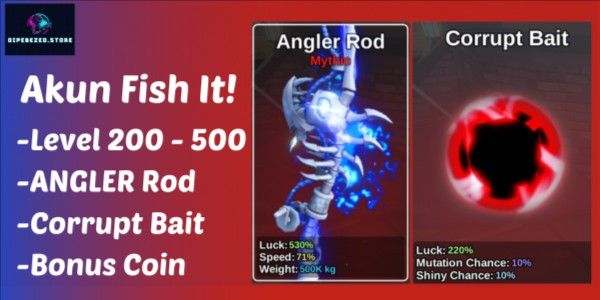 AKUN FISH IT! ANGLER ROD + CORRUPT BAIT