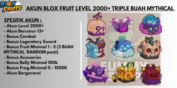 BLOX FRUIT ACCOUNT LEVEL 2000+ TRIPLE MYTHICAL FRUIT