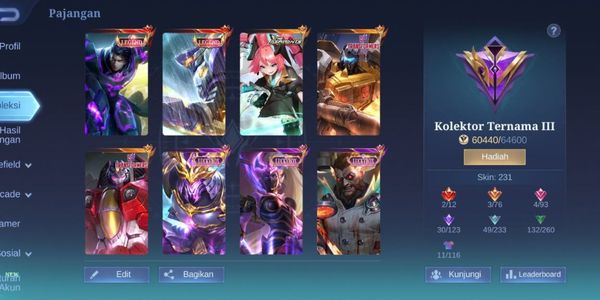 Alucard Legend, Saber Legend, Layla Aspi, Roger & Aldous Transformer, Epic & Limit Many