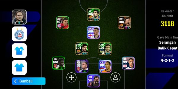 Akun eFootball Messi Blitz Curler x Pelatih Booster