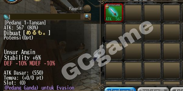 Pedang Sub Weapon Elemen Angin Ultimate Powe