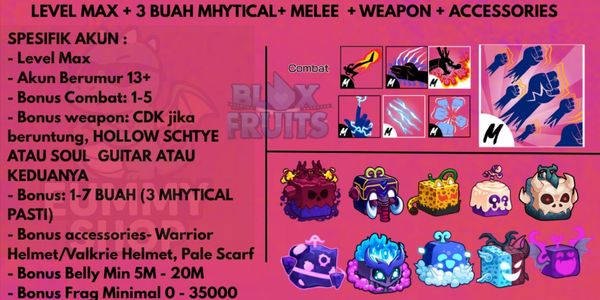 MAX LEVEL ACCOUNT + 3 MYTHICAL ITEMS + COMBAT + WEAPON + ACCESSORIES