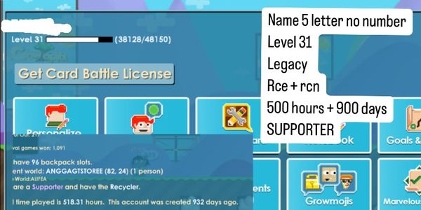 Legacy Supporter Account Growid 5 Letter 900 days Level 31