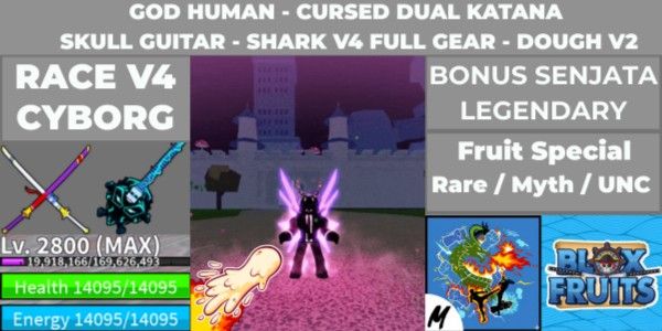 ACC BLOX FRUIT CYBORG V4 FULL GEAR CURSED DUAL KATANA SKULL GUITAR DOUGH V2