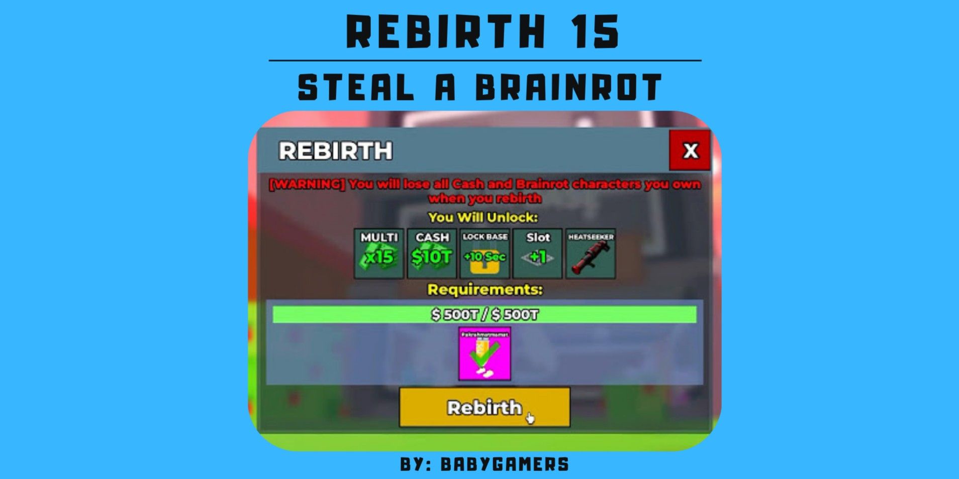 Rebirth Boost Beli Boosting Service REBIRTH 15 - STEAL A BRAINROT Steal A Brainrot ...