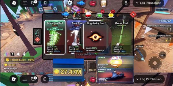 Akun Ghostfinn + Singularity + Random Bonus (Coin, Skin Rod, Boat) || fish it!